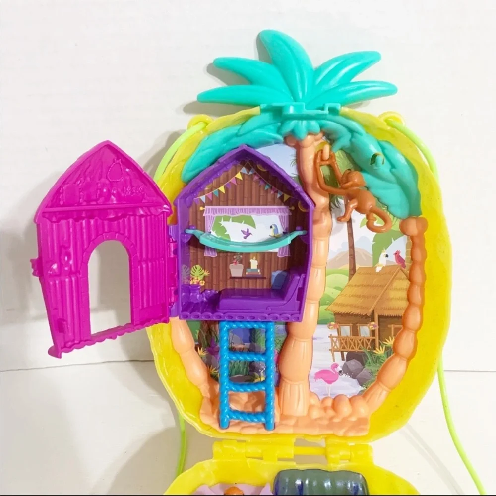 Polly Pocket Tropicool Plastic Pineapple 🍍 Crossbody Bag Purse Compact 💛🩷💜💚
